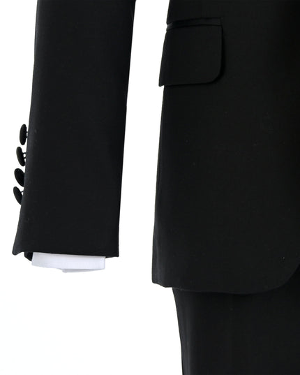 Black Peak Lapel Trim Wool Suit