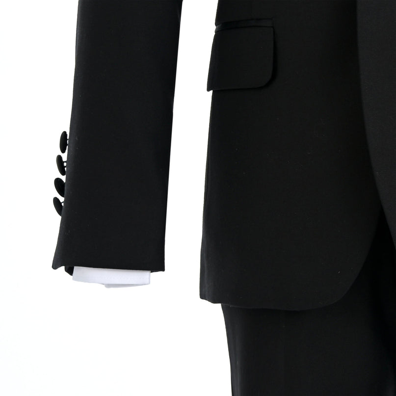Black Peak Lapel Trim Wool Suit