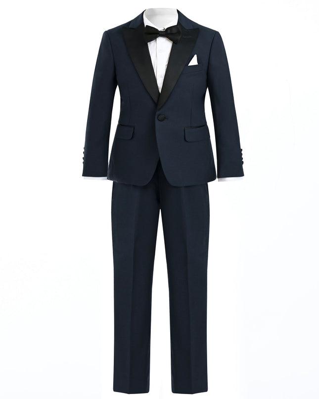 Navy Peak Lapel Trim Wool Suit