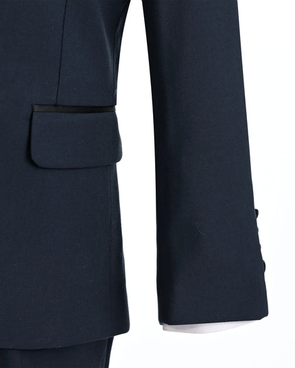 Navy Peak Lapel Trim Wool Suit