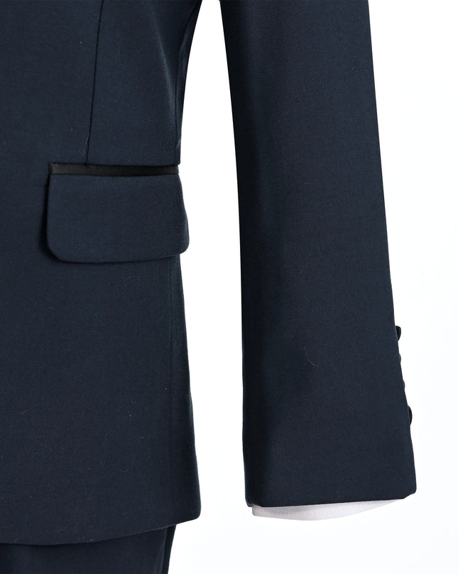 Navy Peak Lapel Trim Wool Suit
