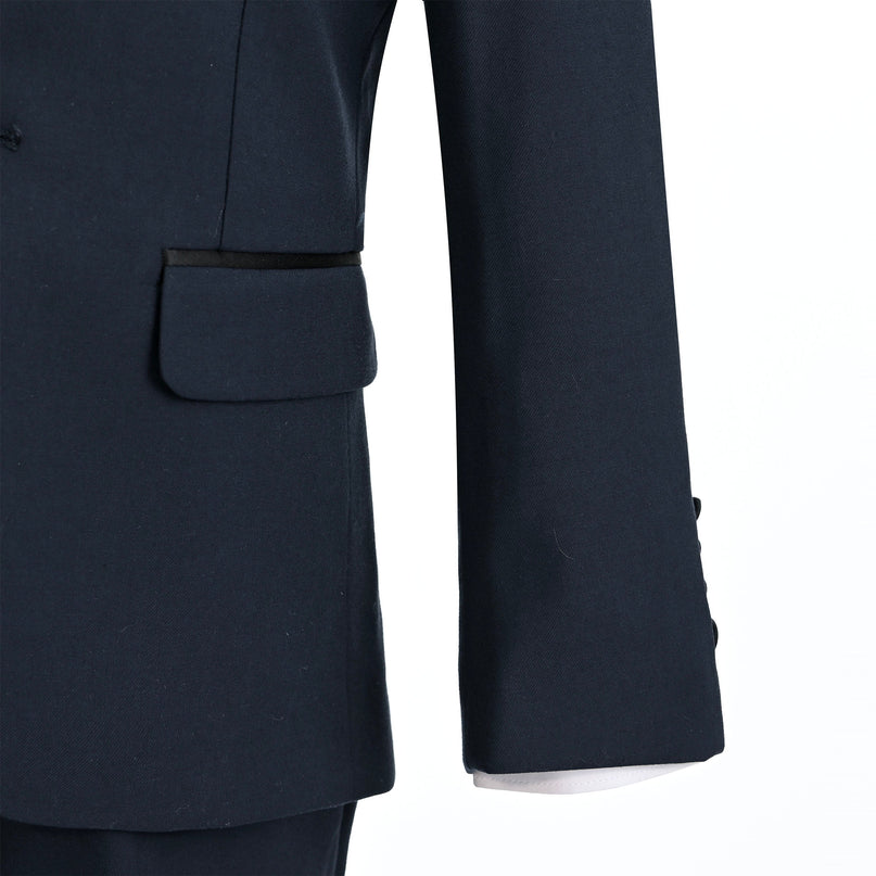 Navy Peak Lapel Trim Wool Suit