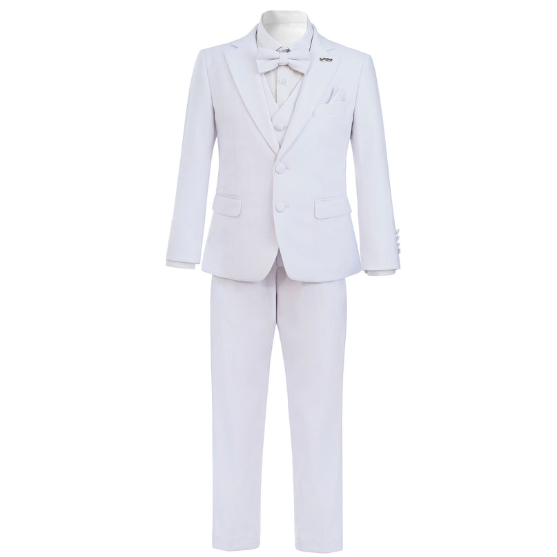 White Peak Lapel Trim Wool Suit