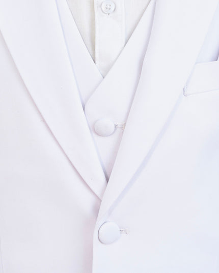 White Peak Lapel Trim Wool Suit