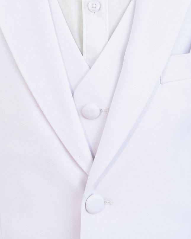 White Peak Lapel Trim Wool Suit