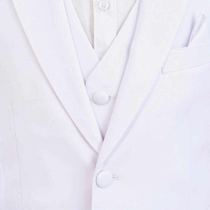White Peak Lapel Trim Wool Suit