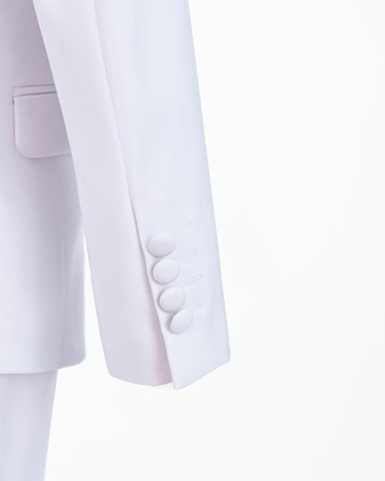 White Peak Lapel Trim Wool Suit