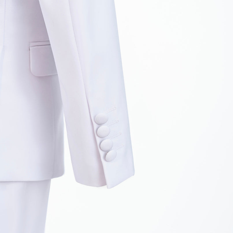 White Peak Lapel Trim Wool Suit