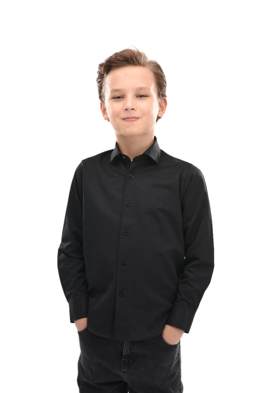 kid-atelier-moustache-kid-boy-baby-black-solid-dress-shirt-22m04-black