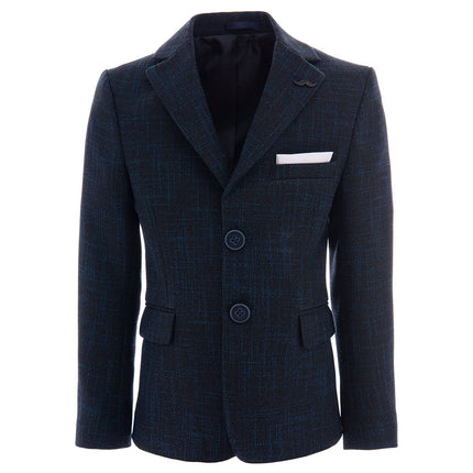 kids atelier moustache Navy Tweed Pattern Blazer