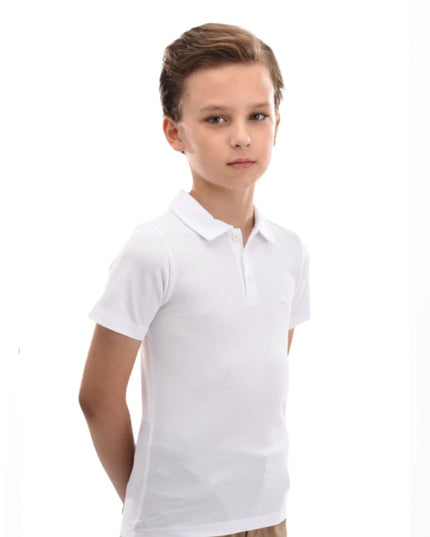 kids atelier moustache White Solid Logo Polo
