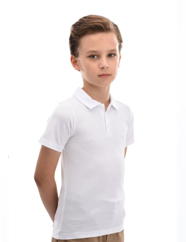 kids atelier moustache White Solid Logo Polo