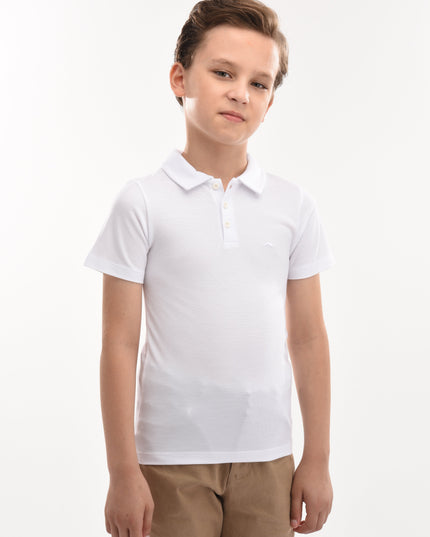 kids atelier moustache White Solid Logo Polo