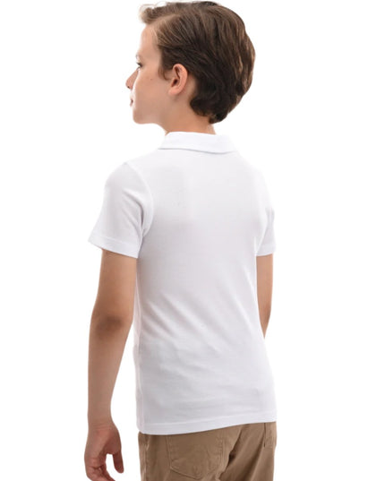 kids atelier moustache White Solid Logo Polo