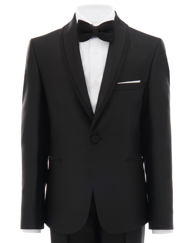 kids atelier moustache Black Glitter Trim Suit