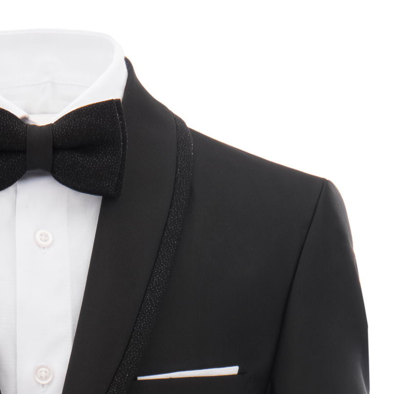 kids atelier moustache Black Glitter Trim Suit