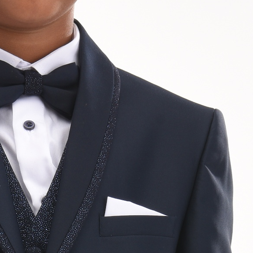 kids atelier moustache Navy Glitter Trim Suit