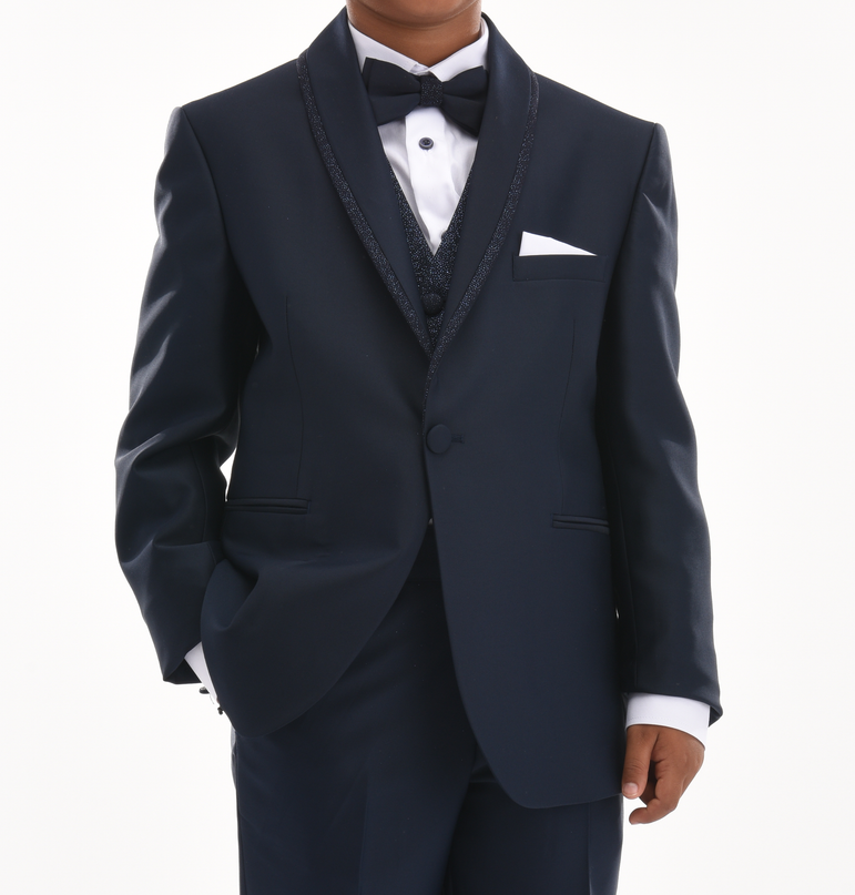 kids atelier moustache Navy Glitter Trim Suit