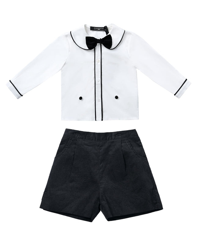 kids atelier moustache Black & White Shorts Set