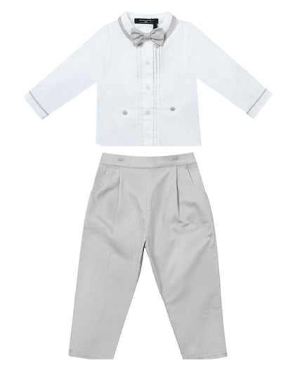 kids atelier moustache White & Grey Formal Set