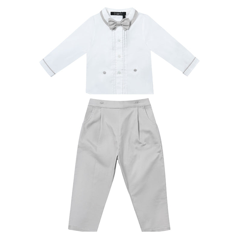 kids atelier moustache White & Grey Formal Set