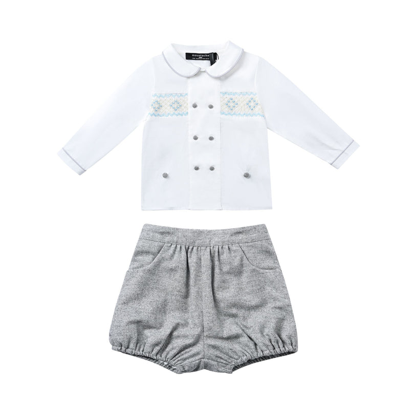 kids atelier moustache White & Grey Classic Baby Set