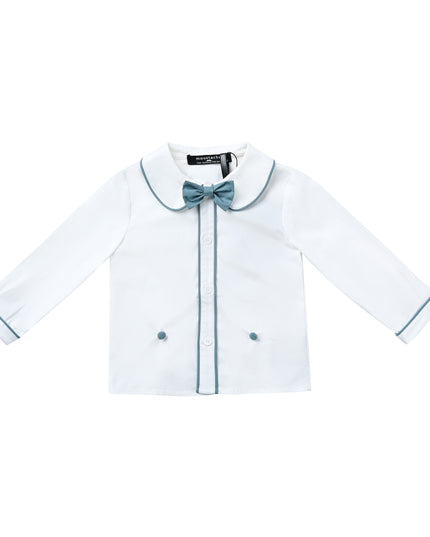 kids atelier moustache White & Teal Formal Shorts Set