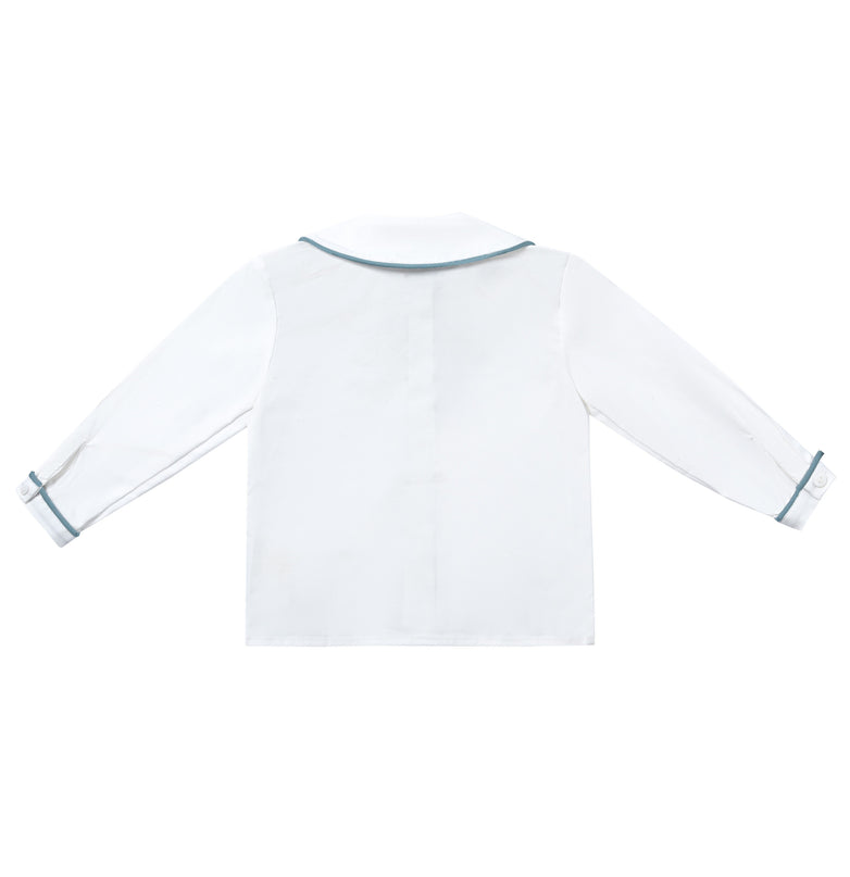 kids atelier moustache White & Teal Formal Shorts Set