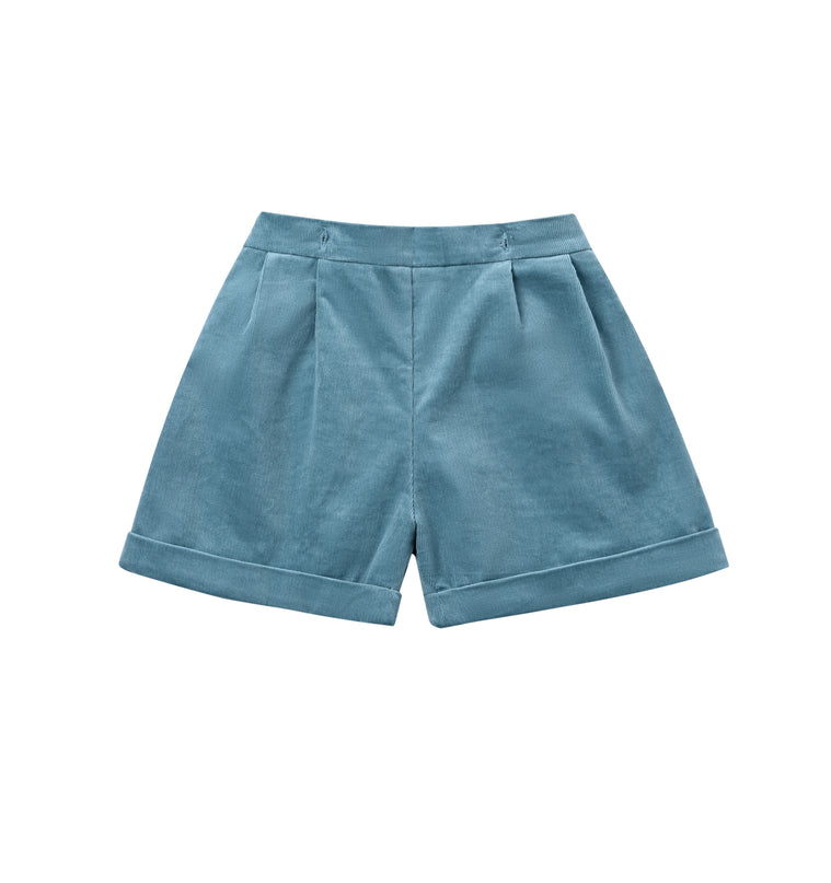 kids atelier moustache White & Teal Formal Shorts Set