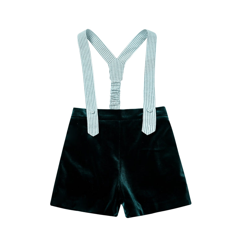 kids atelier moustache Evergreen Velvet Suspender Set