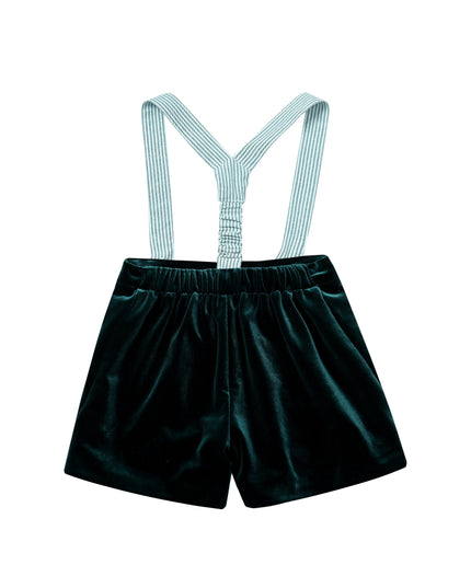 kids atelier moustache Evergreen Velvet Suspender Set