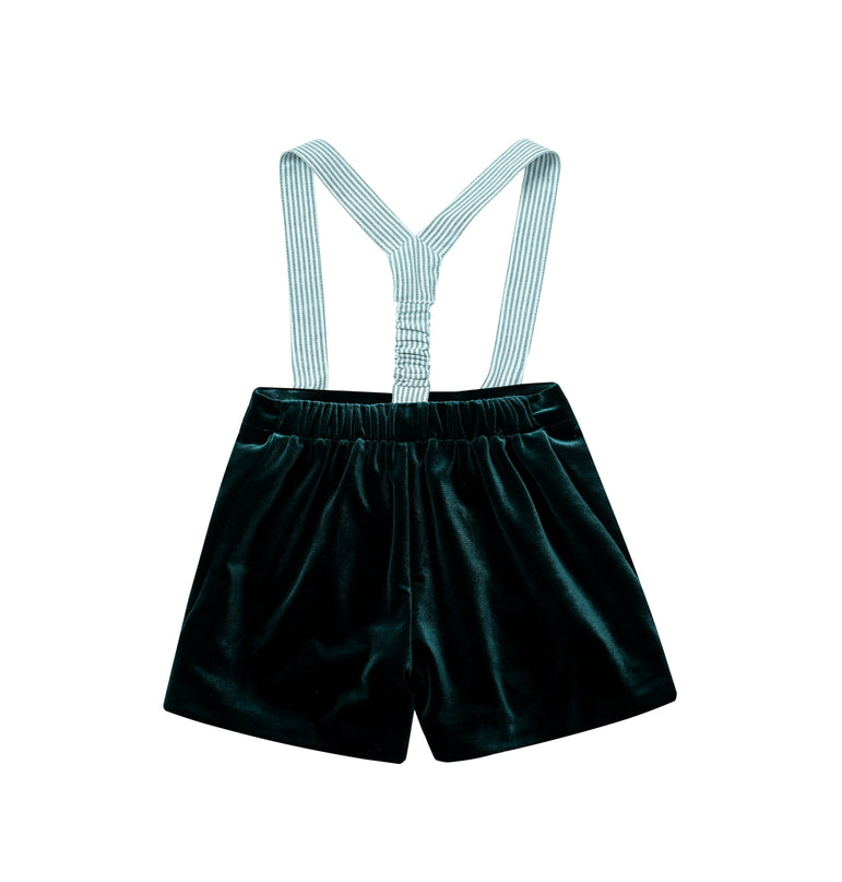 kids atelier moustache Evergreen Velvet Suspender Set