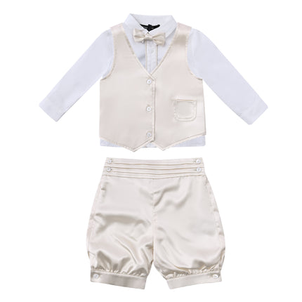 kids atelier moustache Cream Satin Formal Set