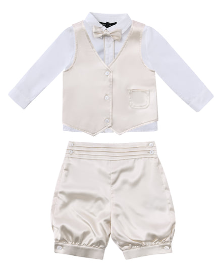 kids atelier moustache Cream Satin Formal Set