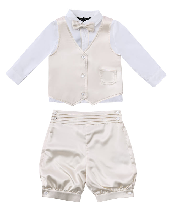 kids atelier moustache Cream Satin Formal Set