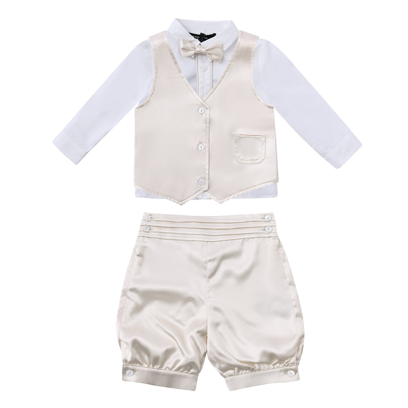kids atelier moustache Cream Satin Formal Set