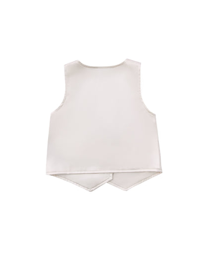 kids atelier moustache Cream Satin Formal Set