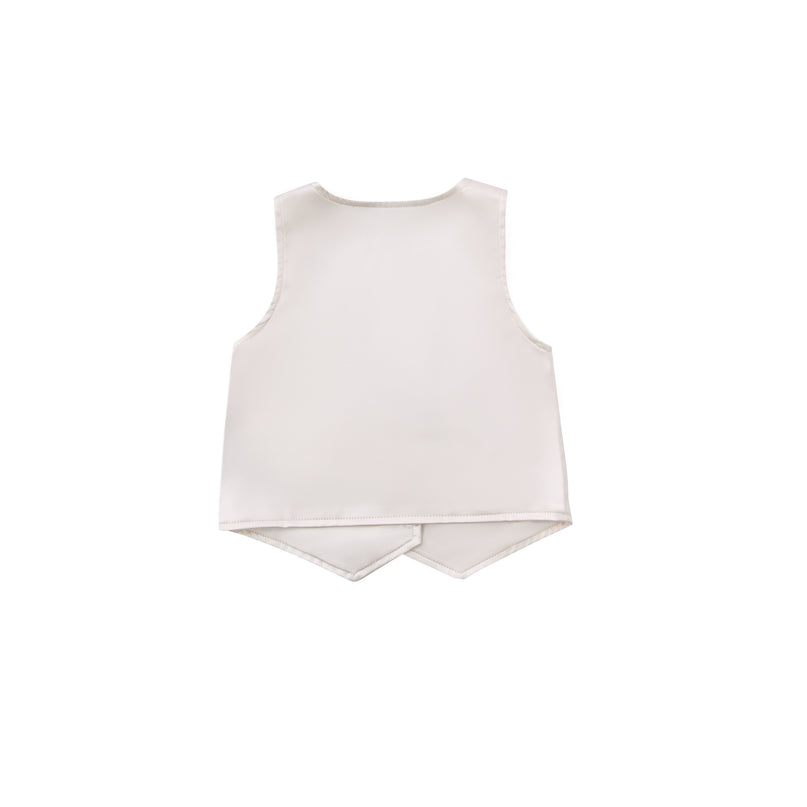 kids atelier moustache Cream Satin Formal Set