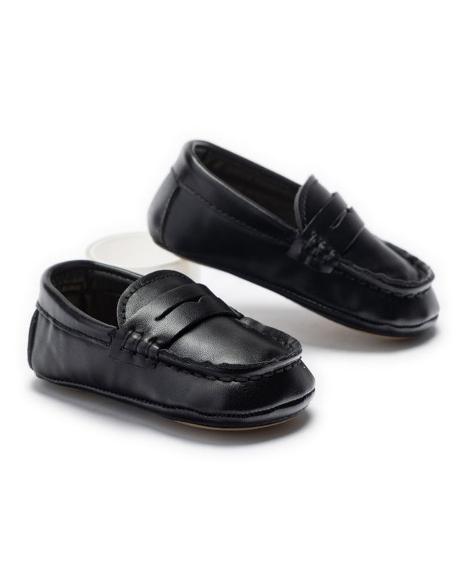 kids atelier moustache Black Loafer Baby Shoes
