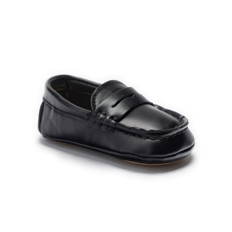 kids atelier moustache Black Loafer Baby Shoes