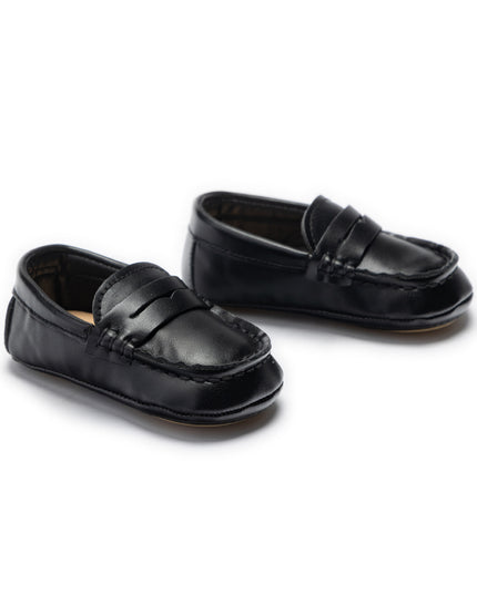 kids atelier moustache Black Loafer Baby Shoes