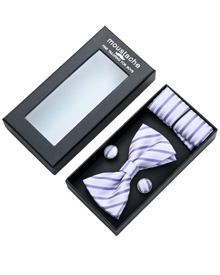 kids atelier moustache-Purple Striped Bowtie Set