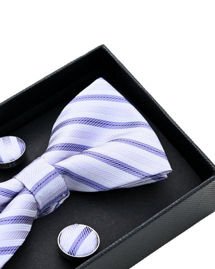 kids atelier moustache-Purple Striped Bowtie Set