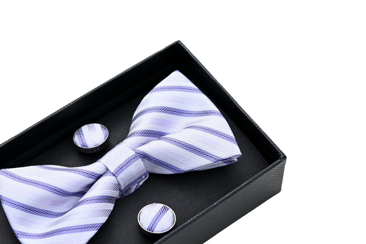 kids atelier moustache-Purple Striped Bowtie Set