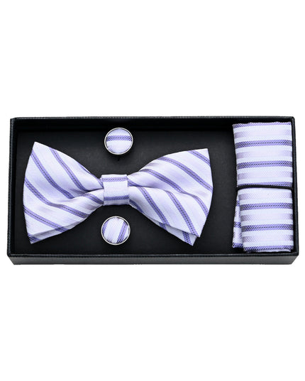 kids atelier moustache-Purple Striped Bowtie Set
