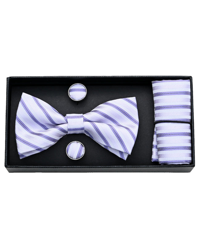 kids atelier moustache-Purple Striped Bowtie Set