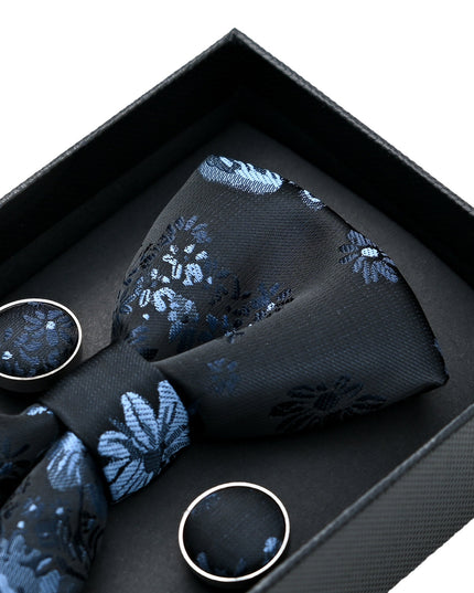 kids atelier moustache-Dark Blue Floral Bowtie Set