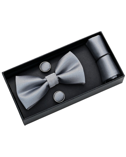 kids atelier moustache Silver Crosshatch Bowtie set