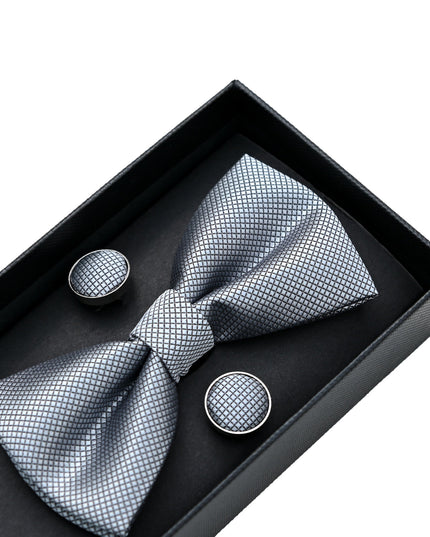 kids atelier moustache Silver Crosshatch Bowtie set