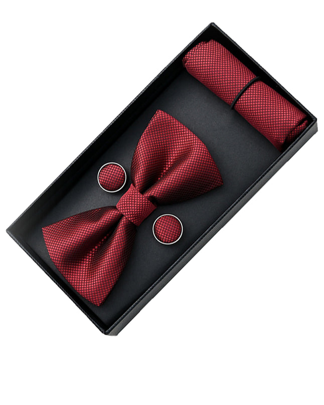 kids atelier moustache Burgundy Textured Bowtie Set